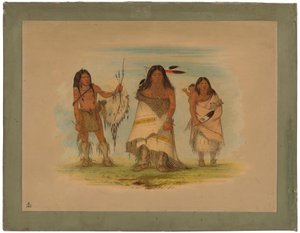 Comanche főnök, felesége és egy harcos, 1861 (olaj, kartonra szerelt kártya) alkotó: George Catlin