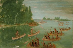 Kenu verseny Sault Ste. Marie közelében alkotó: George Catlin