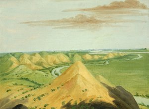 Clay Bluffs, húsz mérfölddel a mandánok felett, 1832. alkotó: George Catlin
