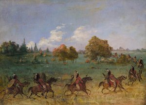 Comanche háborús parti a márciusi, teljesen felszerelt, 1846-1848. alkotó: George Catlin