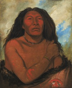Duhk-gits-o-ó-see, Vörös Medve, egy kiváló harcos. alkotó: George Catlin