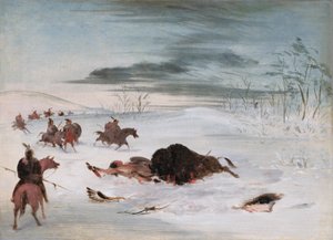 Haldokló bivalybika a hófúvásban alkotó: George Catlin