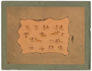 Fakszimile Mah-to-toh-pa köntöséről – Mandan alkotó: George Catlin