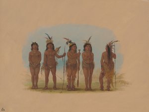 Öt karibi indián, 18541869. alkotó: George Catlin