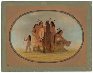 Négy mandan harcos, egy lány és egy fiú alkotó: George Catlin