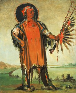Ha-na-tá-nu-maúk, farkasfőnök, törzsfőnök, 1832. alkotó: George Catlin