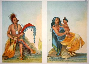 Clermont főnök és felesége és gyermeke alkotó: George Catlin