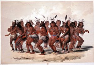 Indiai medvetánc – Georges Catlin litográfiája alkotó: George Catlin
