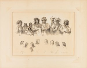 Indiánok: 9 férfi és női torzó; 9 fej, profilok--szám: 28. alkotó: George Catlin