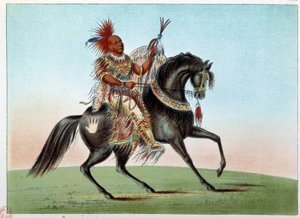 Amerika indiánjai: Lovas portré a szász és a rókák törzsének indián főnökéről. Illusztráció: George Catlin (1794-1872) alkotó: George Catlin