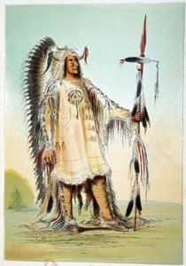 Amerika indiánjai: Mah-To-Toh-Pa (Mah To Toh Pa), a második mandán főnök ruhája. Illusztráció: George Catlin (1794-1872) alkotó: George Catlin