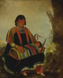 Jú-ah-kís-gaw, Nő gyermekével a bölcsőben alkotó: George Catlin