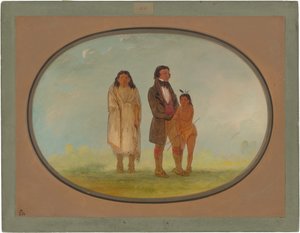 Kaskaskia főnök, anyja és fia alkotó: George Catlin