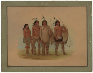 Kiowa főnöke, felesége és két harcos alkotó: George Catlin