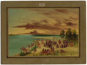 La Salle Louisiana-t Franciaország nevében birtokba veszi. 1682. április 9. alkotó: George Catlin