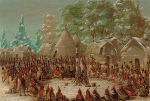 La Salle partija az Illinois Village-ben lakmározott. 1680. január 2. 18471848. alkotó: George Catlin
