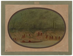 A Lengua indiánok feljutnak a Rio Uruguay zuhatagain alkotó: George Catlin