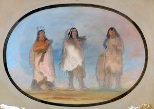 Kis medve, Meredek szél, A kutya, A sziú törzs három kiváló harcosa, kb. 1865-1871. alkotó: George Catlin