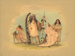 Mandan hadvezér kedvenc feleségével, 18611869. alkotó: George Catlin