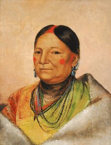 Mee-chéet-e-neuh, Sebzett medve válla, a törzsfőnök felesége. alkotó: George Catlin