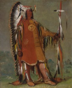 Máh-to-tóh-pa, Négy medve, második főnök, teljes öltözetben alkotó: George Catlin
