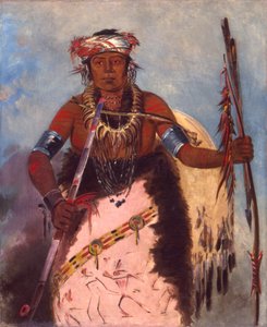 Notch-ee-níng-a, No Heart, (más néven Fehér Felhő), a törzs főnöke. alkotó: George Catlin