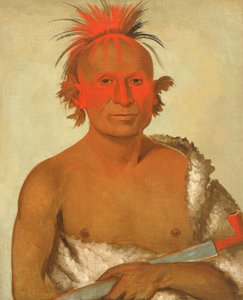Pash-ee-pa-hó, Kis szúrós főnök, az ifjabb, Fekete Sólyom egyik vitéze. alkotó: George Catlin