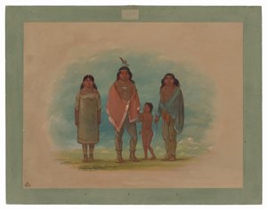 Patagon főnöke, testvére és lánya alkotó: George Catlin