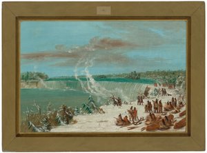 Átszállítás a Niagara-vízesés körül, Table Rocknál alkotó: George Catlin