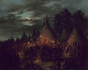 Fejbőr tánc, Sioux alkotó: George Catlin