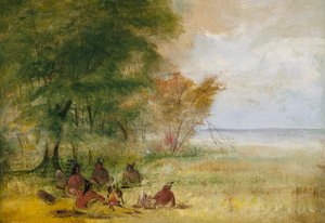 Sioux Indian Council, Chiefs in Profound Deliberation, 1832-1837. alkotó: George Catlin