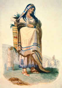 Siú anya babával bölcsődeszkában (színes litó) alkotó: George Catlin