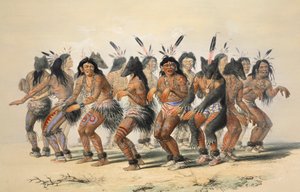 A Medvetánc részlet, kocsma. 1845-ös színes litográfia. alkotó: George Catlin