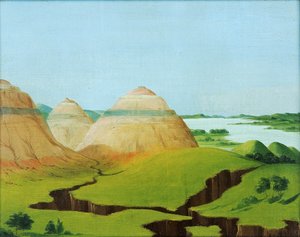 A Három Kupola, Clay Bluffs 15 mérfölddel Mandan falu felett alkotó: George Catlin