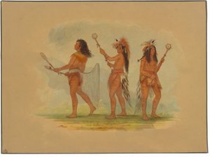 Három ünnepelt labdajátékos - Choctaw, Sioux és Ojibbeway alkotó: George Catlin