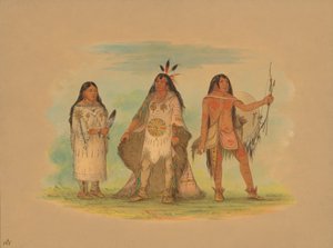 Három minatári indián, 1861. alkotó: George Catlin