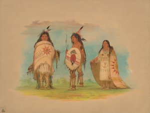 Három Riccarree indián, 1861. alkotó: George Catlin