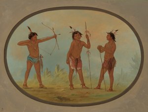 Három Shoshonee harcos, háborúra felfegyverkezve, 18611869. alkotó: George Catlin