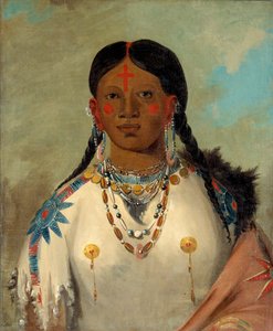 Tís-se-wóo-na-tís, Ő, aki megfürdeti a térdét, a főnök felesége, 1832. alkotó: George Catlin