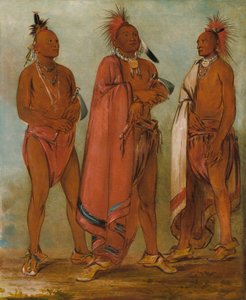 Wa-másh-ee-sheek, Aki elvisz; Wa-chésh-uk, Háború; Mink-chésk, Három kiváló fiatalember. alkotó: George Catlin