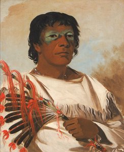 Wah-pe-kée-suck, Fehér Felhő (Próféta), Fekete Sólyom tanácsadója. alkotó: George Catlin