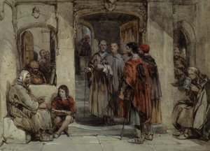 A kolostori élet jelenete, 1850 (wc papíron) alkotó: George Cattermole