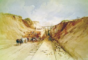 Vasútvonal építése" alkotó: George Childes