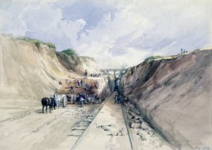 Vágás ásása a Nagy Nyugati Vasúton, 1841 (wc papíron) alkotó: George Childs