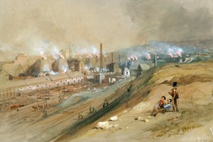 Dowlais Ironworks (akvarell, papír) alkotó: George Childs