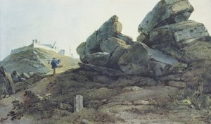 Rocks and a Hill Convent, Kína alkotó: George Chinnery