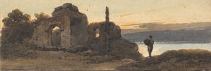 Templom a tó mellett alkotó: George Chinnery