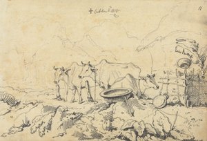 Három tehén kötve alkotó: George Chinnery