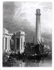 A Shot Tower és a Waterloo híd, metszett G. Cooke alkotó: George Clarkson (after) Stanfield
