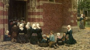 Nagymise egy halászfaluban a Zuyder Zee-n, Hollandiában, 1876